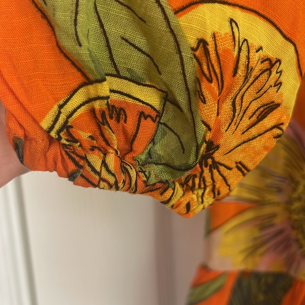 Blue Island Floral Orange and Green Swimsuit Coverup - Picture 6 of 6